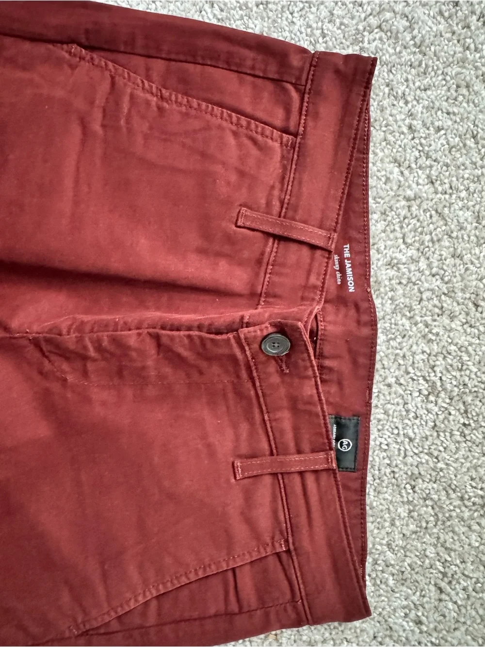 AG Adriano Goldschmied Men's Skinny Chinos in Burgundy